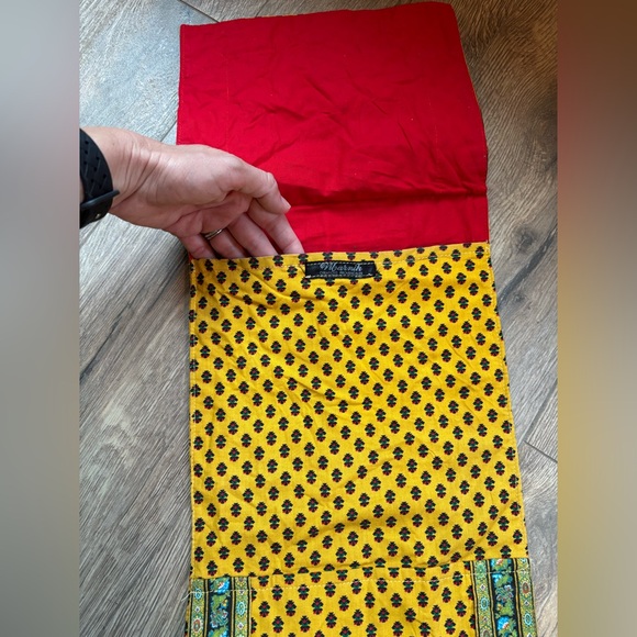 French Country Fabric Hanging Wall Organizer Mustard Provincial Print (11x30”) - Picture 7 of 16